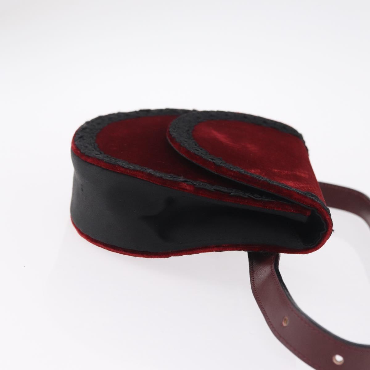 Saint Laurent Waist bag Velor Bordeaux Gold Auth 210843A