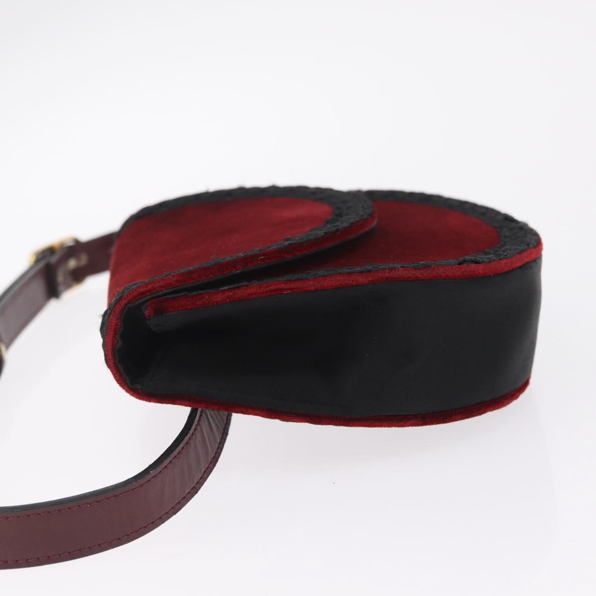 Saint Laurent Waist bag Velor Bordeaux Gold Auth 210843A