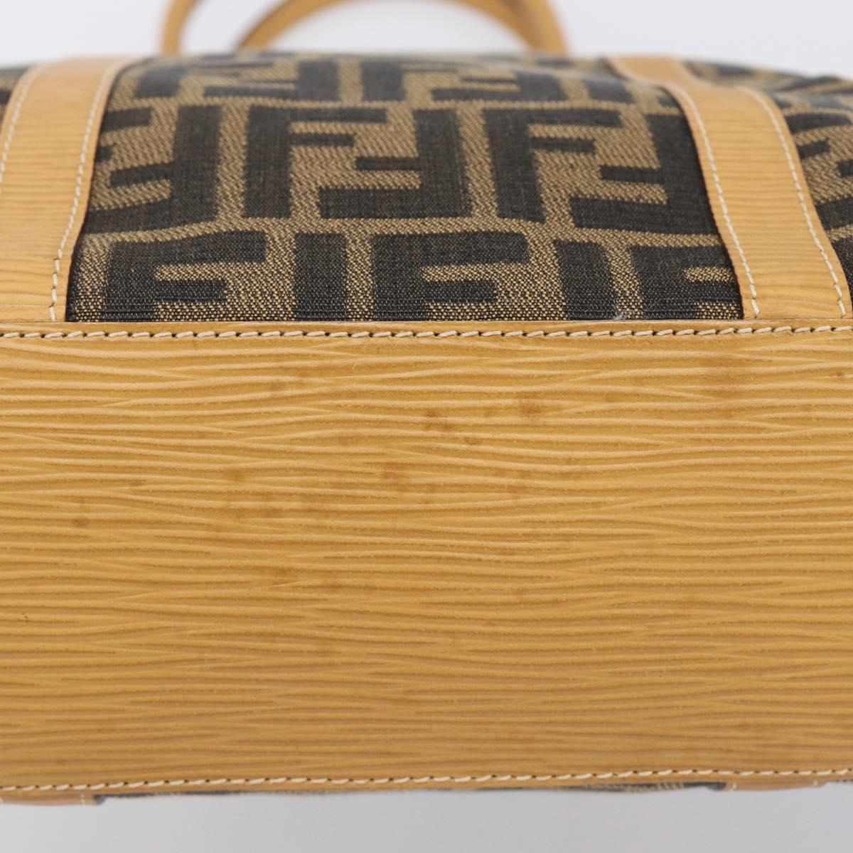 FENDI Zucca Canvas Hand Bag Black Brown Auth 210844A