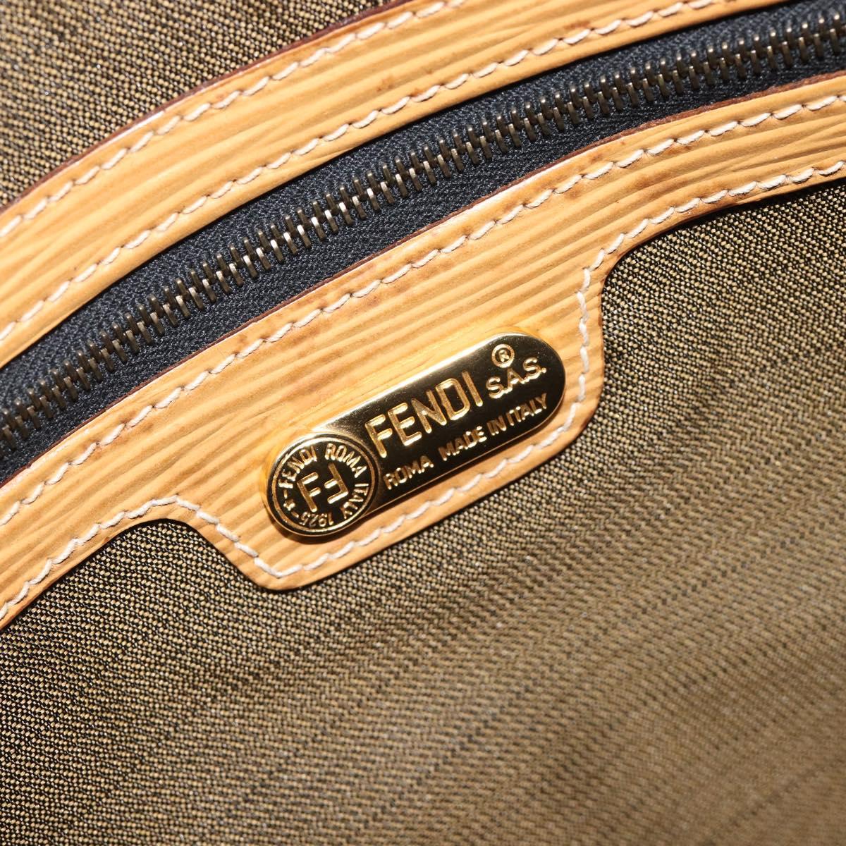 FENDI Zucca Canvas Hand Bag Black Brown Auth 210844A