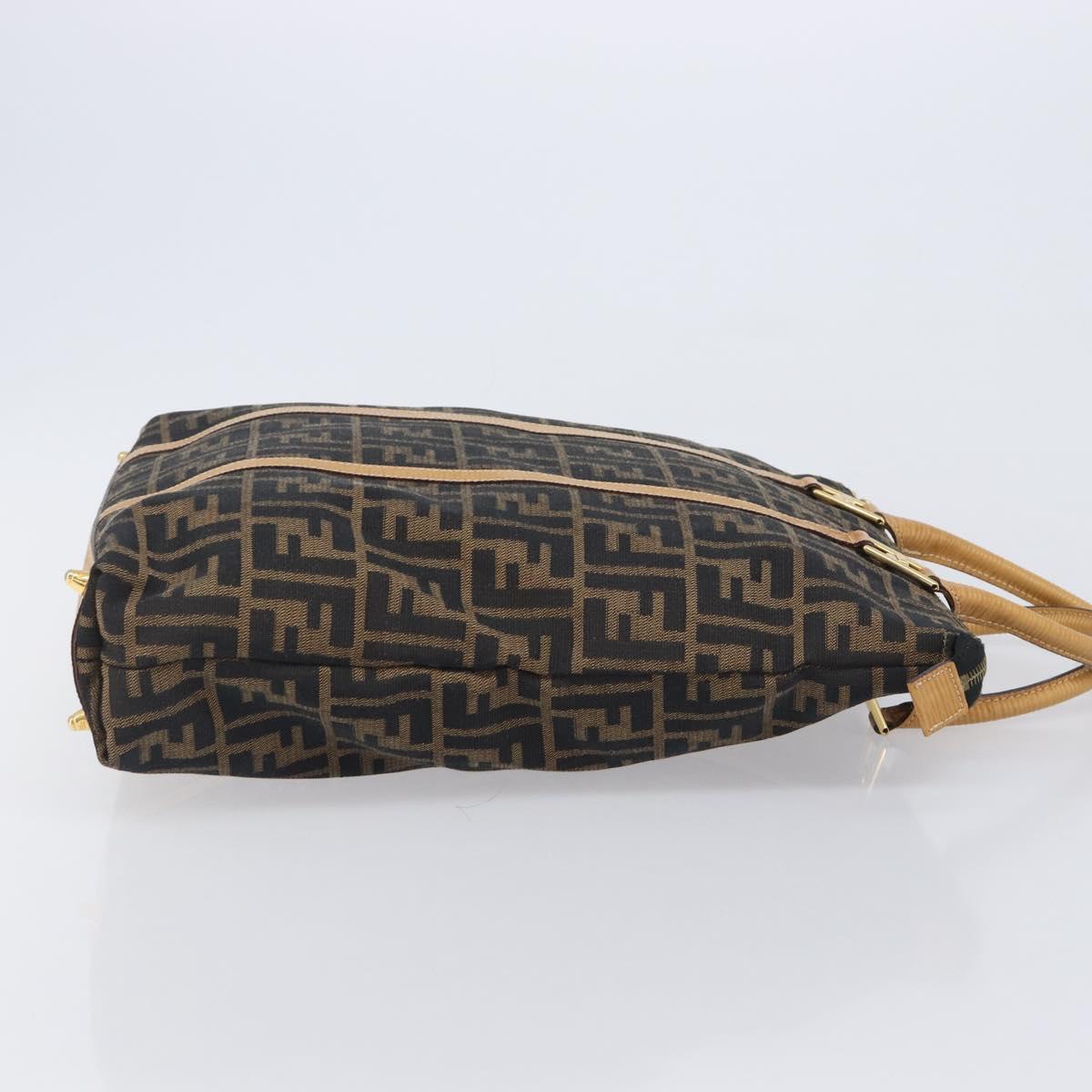 FENDI Zucca Canvas Hand Bag Black Brown Auth 210844A