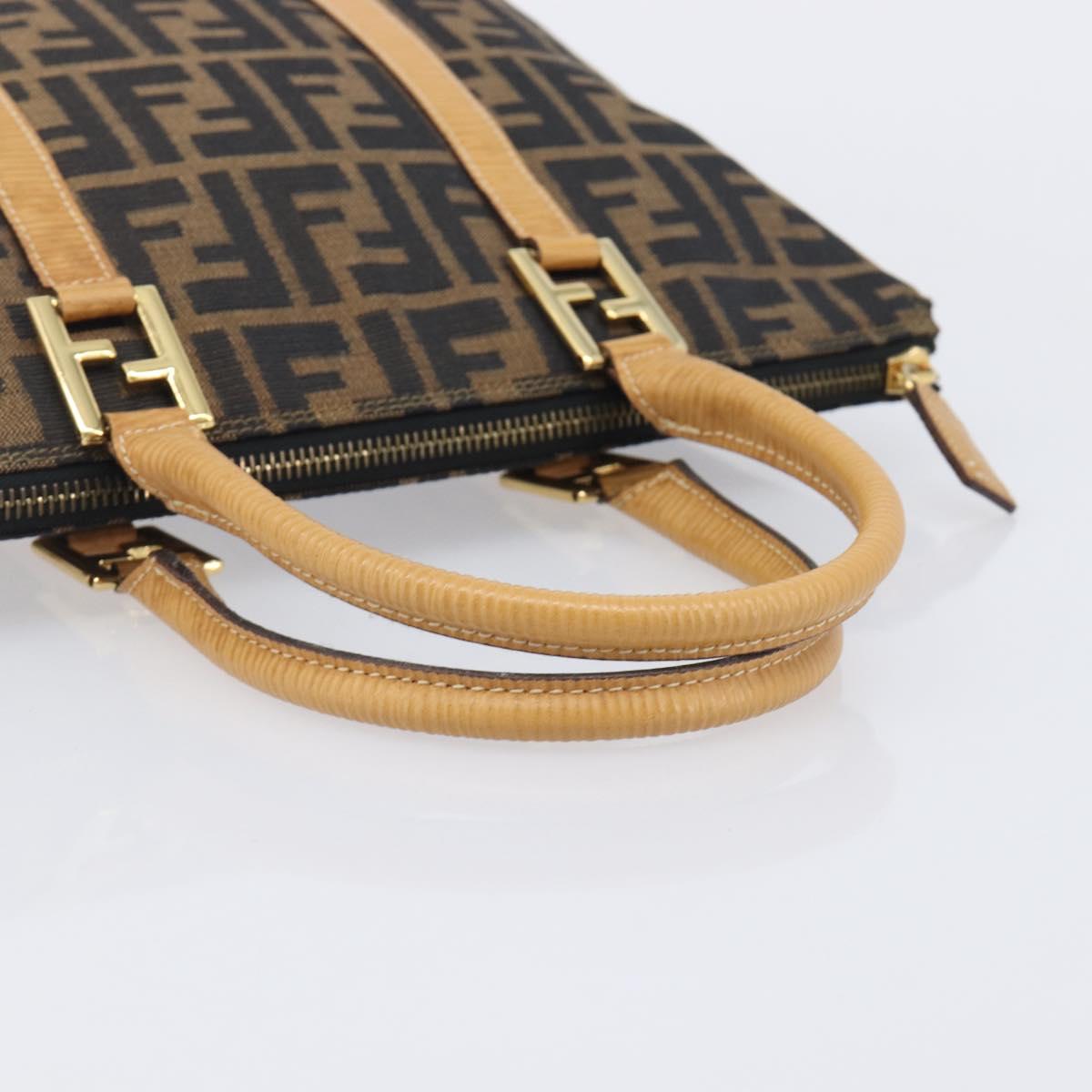 FENDI Zucca Canvas Hand Bag Black Brown Auth 210844A