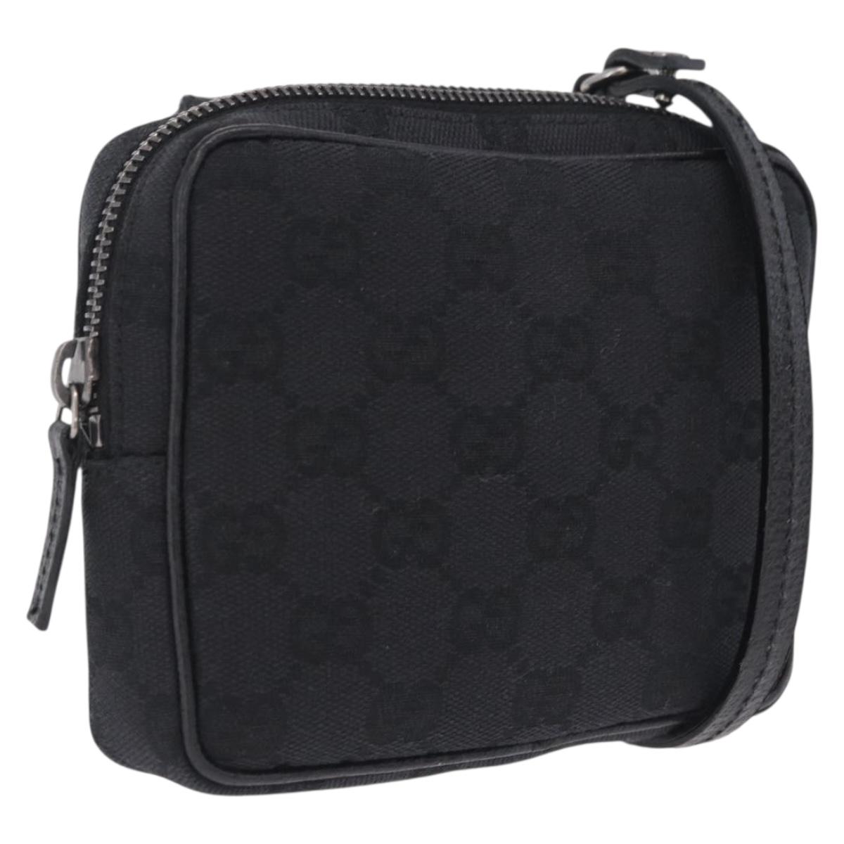 GUCCI GG Canvas Shoulder Bag Black Silver 120975 Auth 210848