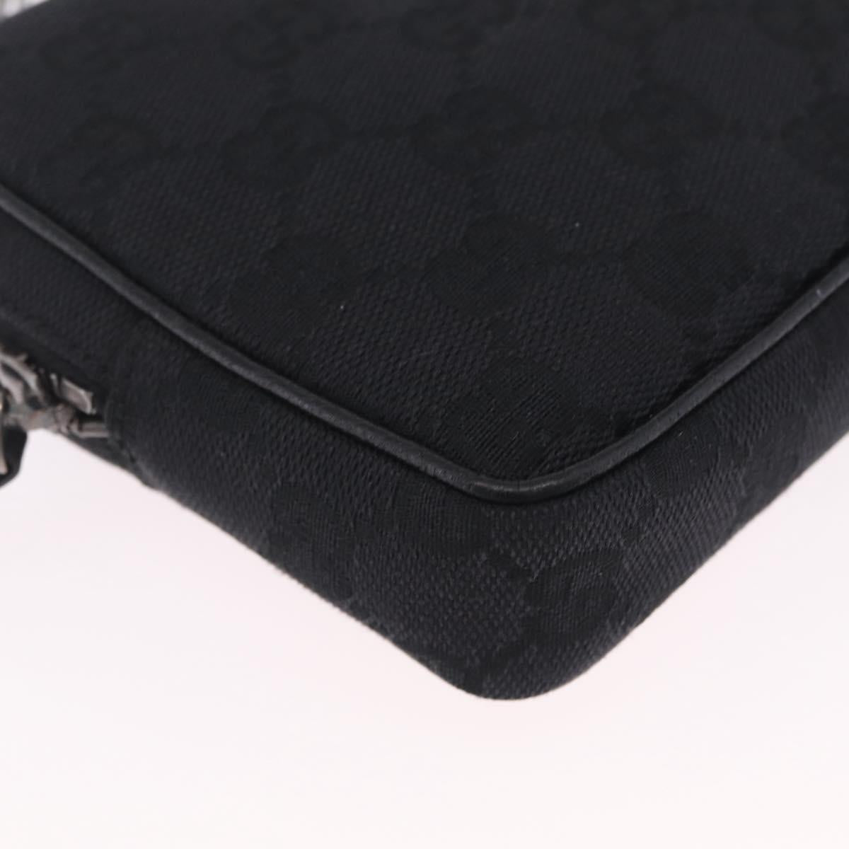 GUCCI GG Canvas Shoulder Bag Black Silver 120975 Auth 210848