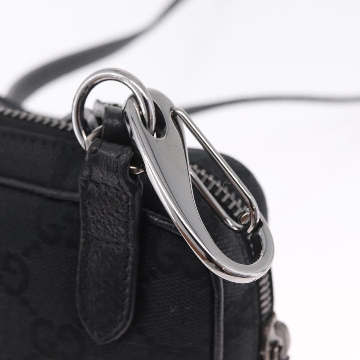 GUCCI GG Canvas Shoulder Bag Black Silver 120975 Auth 210848