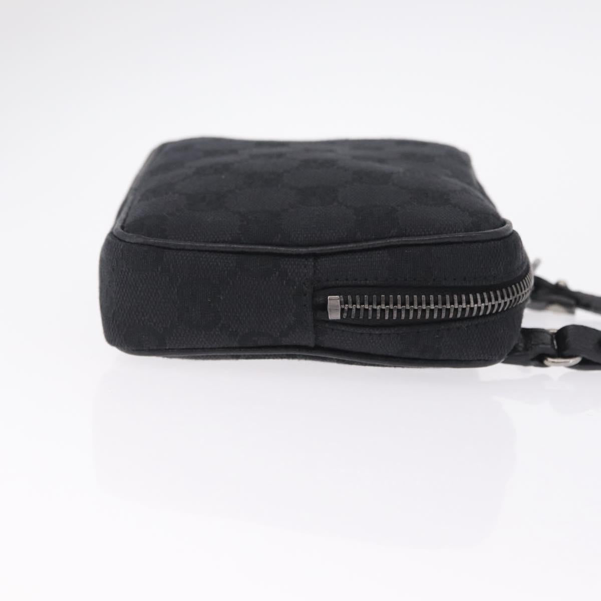 GUCCI GG Canvas Shoulder Bag Black Silver 120975 Auth 210848