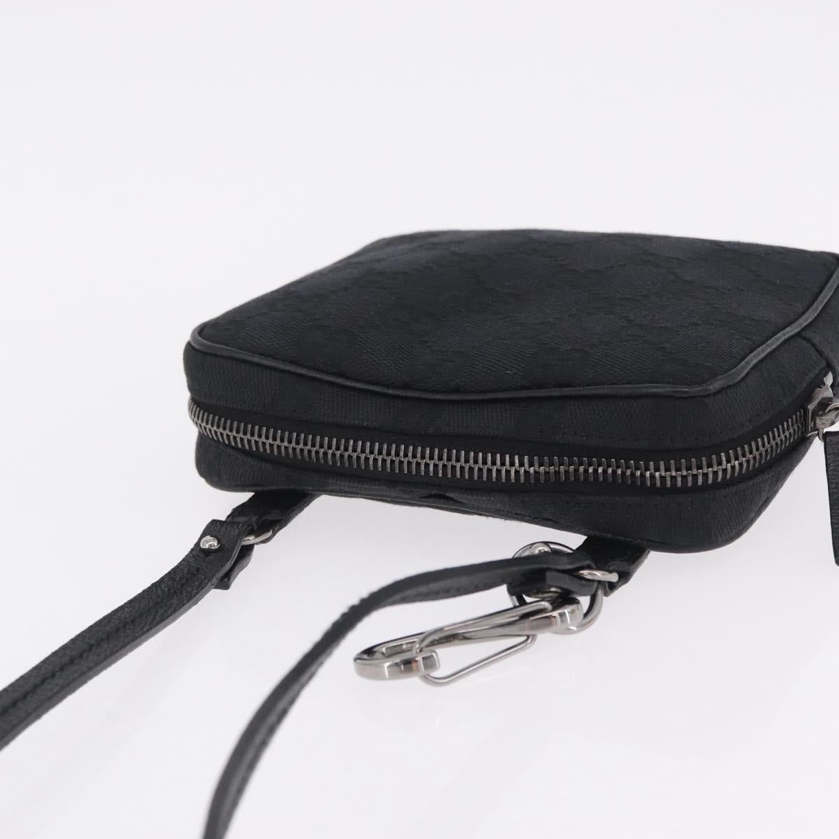 GUCCI GG Canvas Shoulder Bag Black Silver 120975 Auth 210848