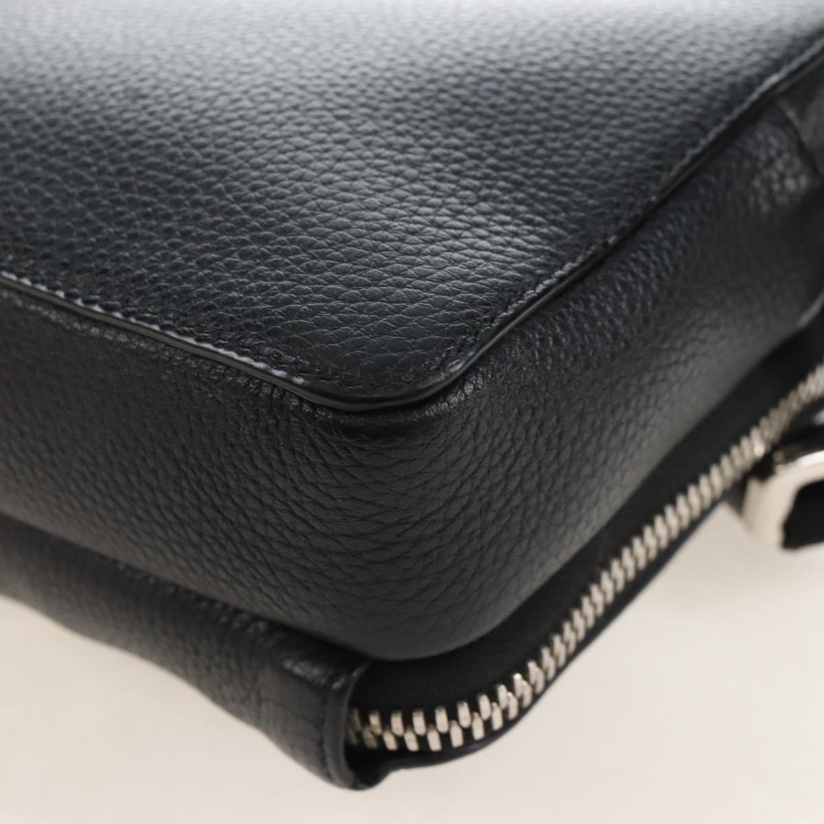 Christian Dior Shoulder Bag Leather Shawn Stussy Black Silver Auth 210852M