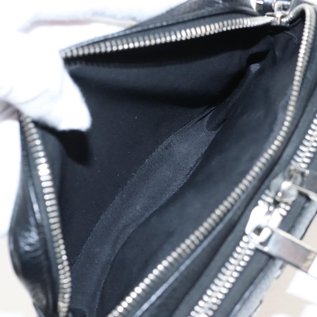 Christian Dior Shoulder Bag Leather Shawn Stussy Black Silver Auth 210852M