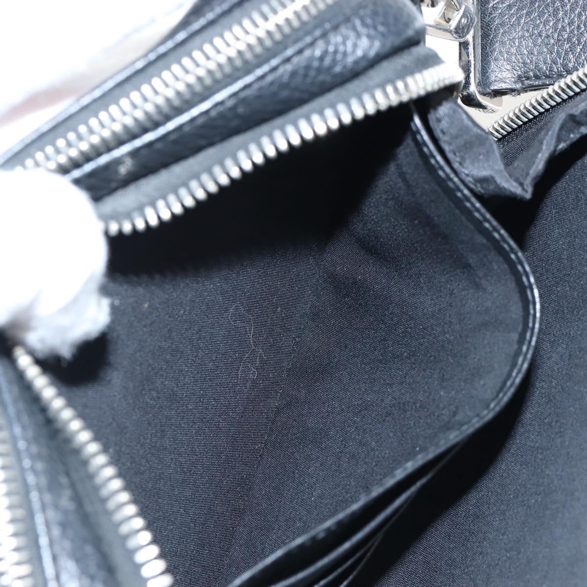 Christian Dior Shoulder Bag Leather Shawn Stussy Black Silver Auth 210852M
