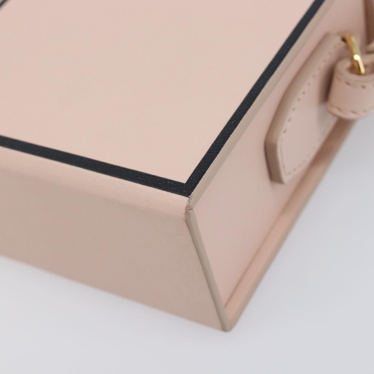 FENDI Box Shoulder Bag Leather Pink Gold Tone 8BT840 Auth 210859M