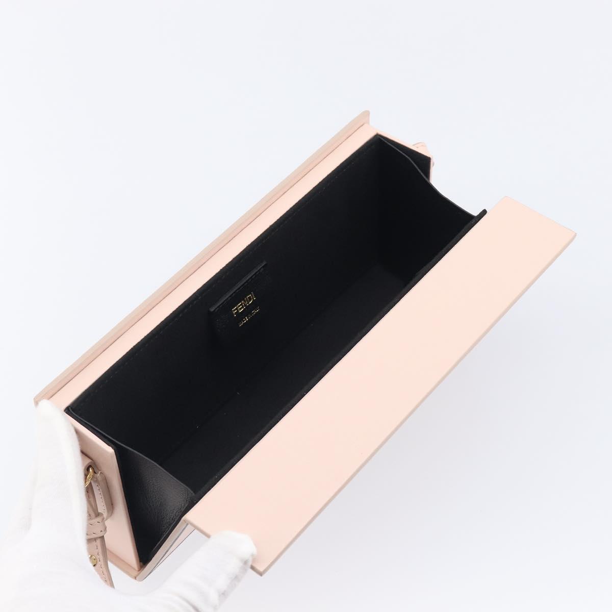 FENDI Box Shoulder Bag Leather Pink Gold Tone 8BT840 Auth 210859M