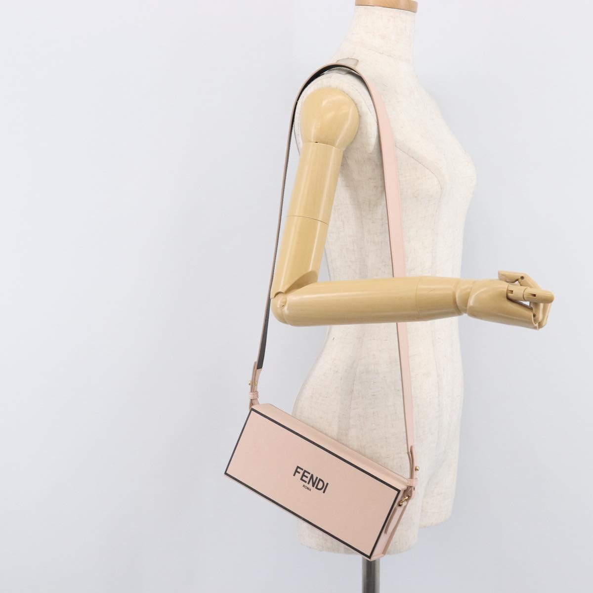 FENDI Box Shoulder Bag Leather Pink Gold Tone 8BT840 Auth 210859M