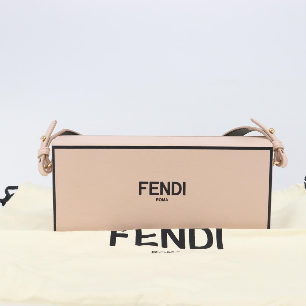 FENDI Box Shoulder Bag Leather Pink Gold Tone 8BT840 Auth 210859M