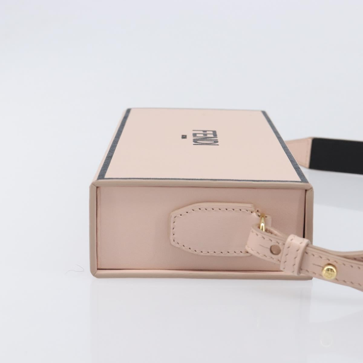 FENDI Box Shoulder Bag Leather Pink Gold Tone 8BT840 Auth 210859M