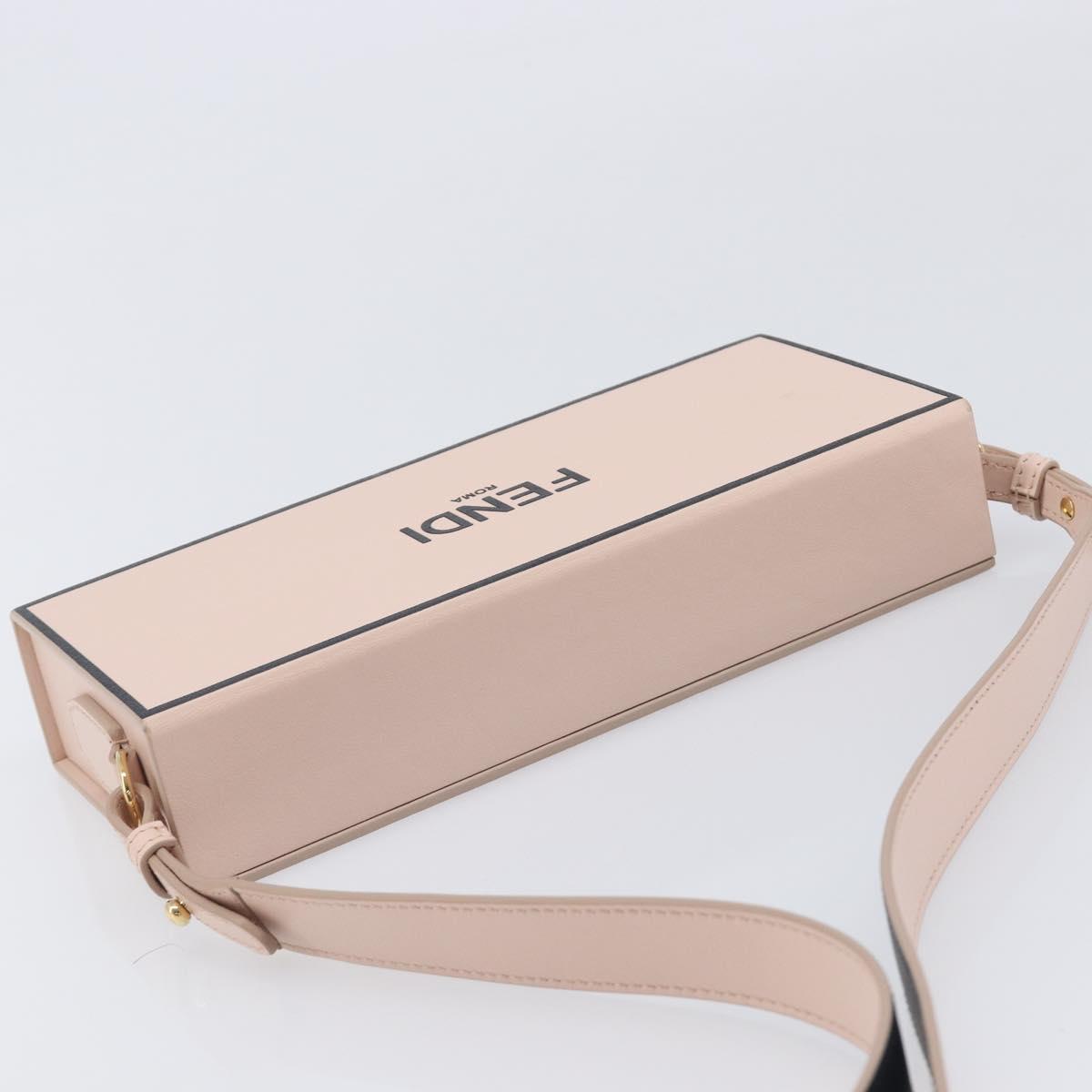 FENDI Box Shoulder Bag Leather Pink Gold Tone 8BT840 Auth 210859M