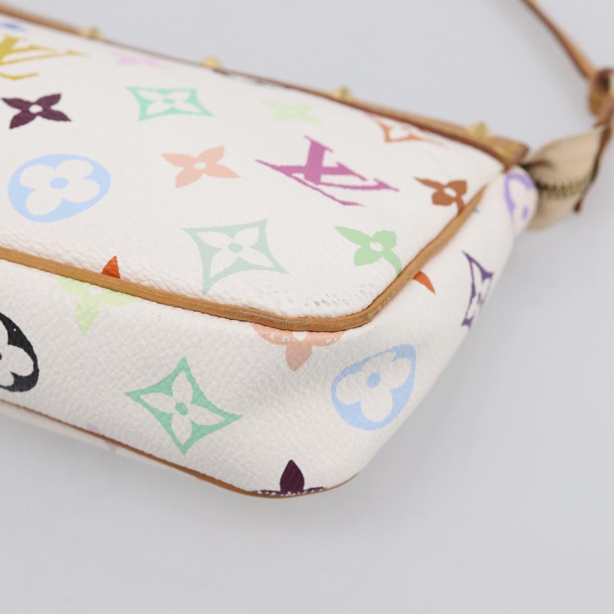 LOUIS VUITTON Multicolor Pochette Accessoires Pouch White M92649 LV Auth 210861V