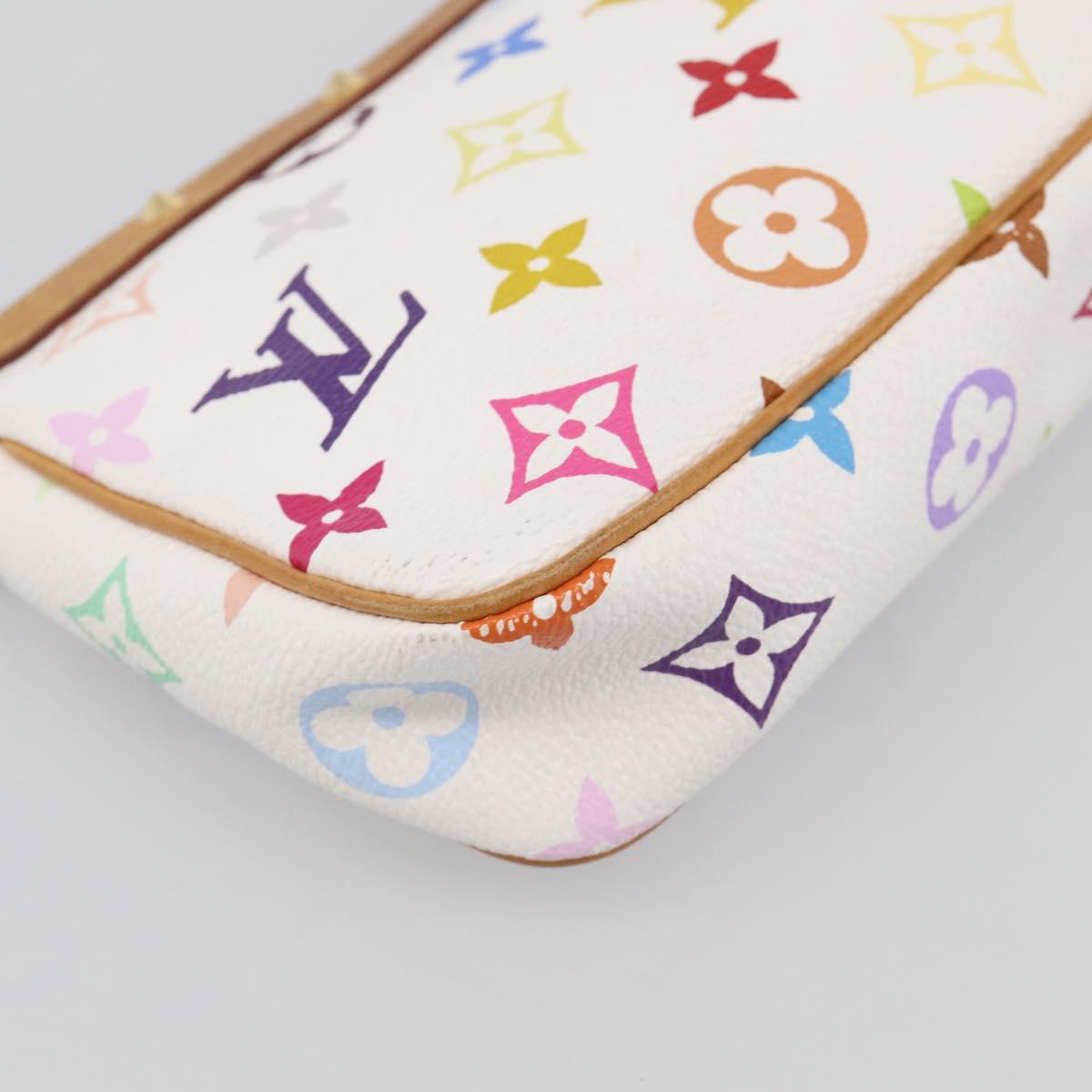 LOUIS VUITTON Multicolor Pochette Accessoires Pouch White M92649 LV Auth 210861V