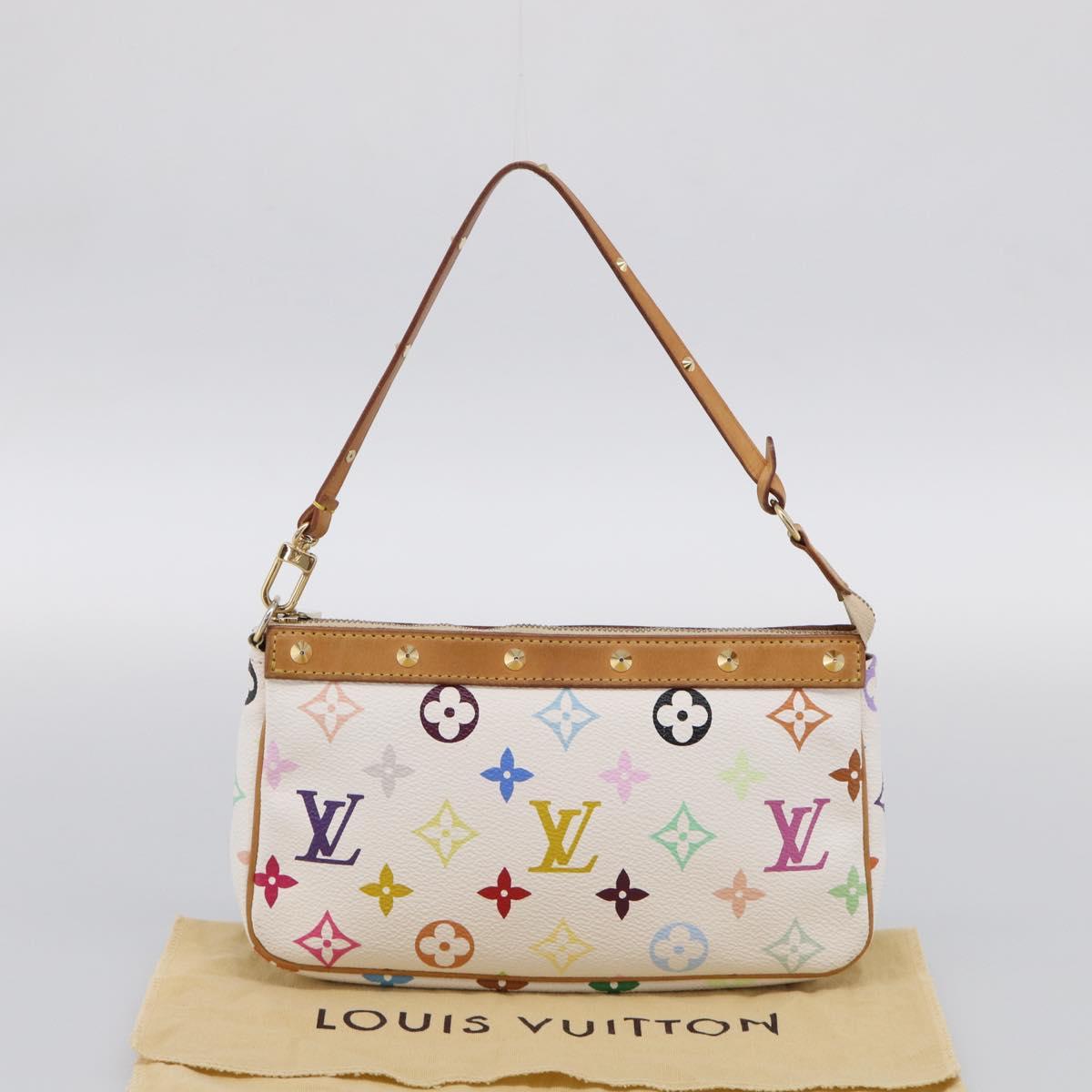 LOUIS VUITTON Multicolor Pochette Accessoires Pouch White M92649 LV Auth 210861V