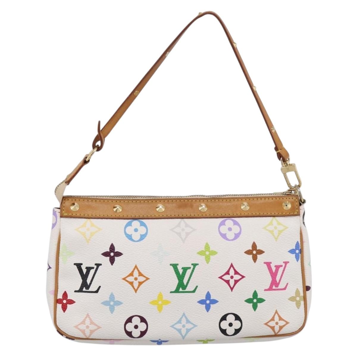 LOUIS VUITTON Multicolor Pochette Accessoires Pouch White M92649 LV Auth 210861V