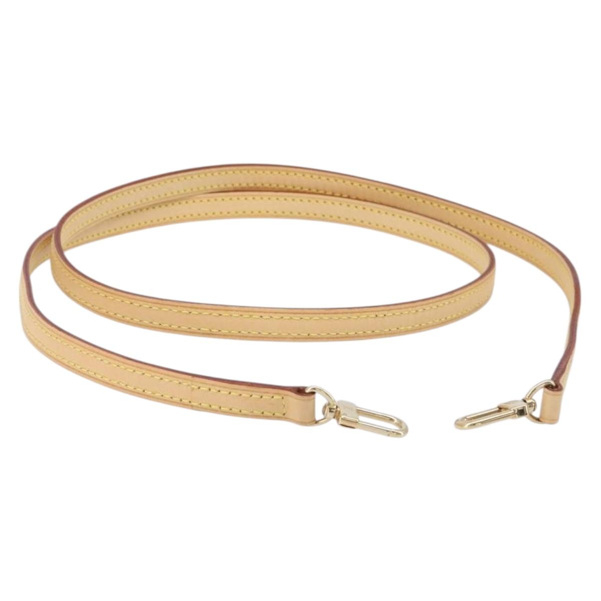 LOUIS VUITTON leather Shoulder Strap Leather 49.2"" Beige LV Auth 210863V