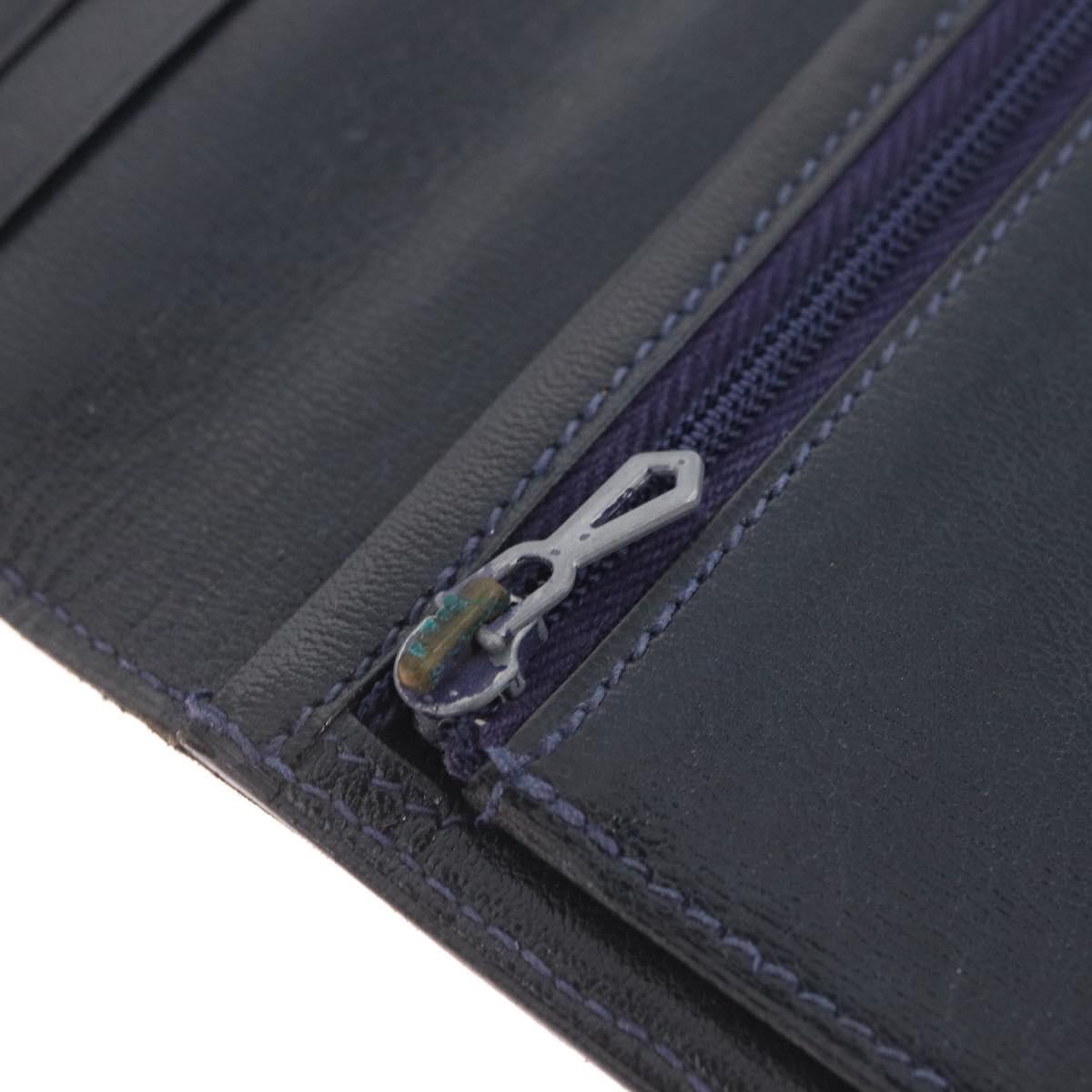 HERMES Bean Long Wallet Leather Black Gold Auth 210865A