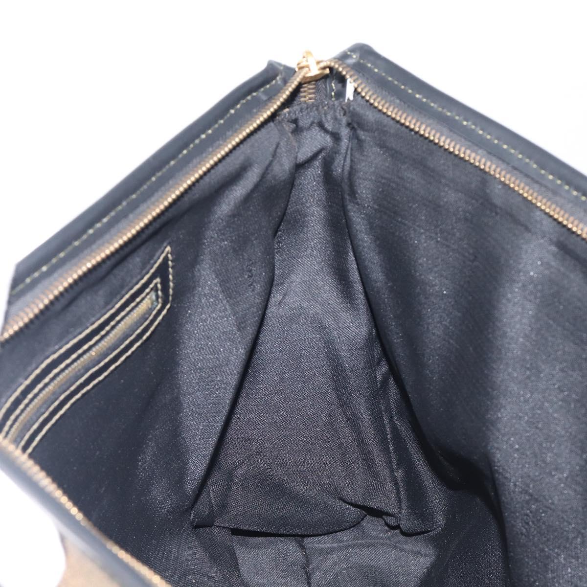 FENDI Pequin Canvas Tote Bag PVC Brown Black Auth 210869A