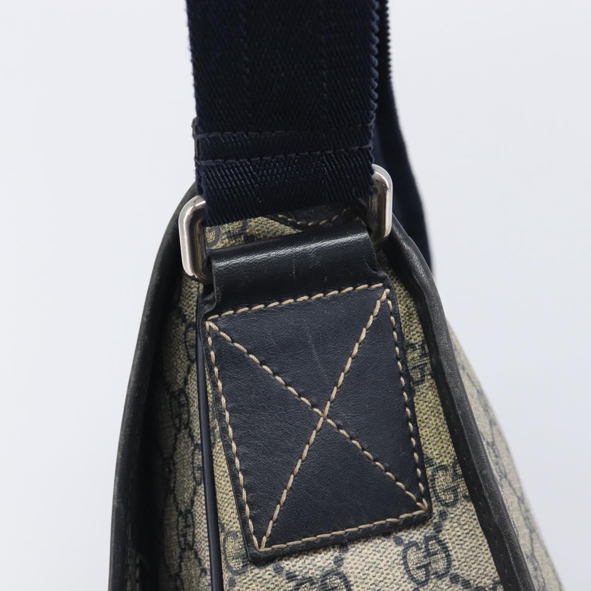 GUCCI GG Supreme Shoulder Bag PVC Navy Silver 201732 Auth 210870A