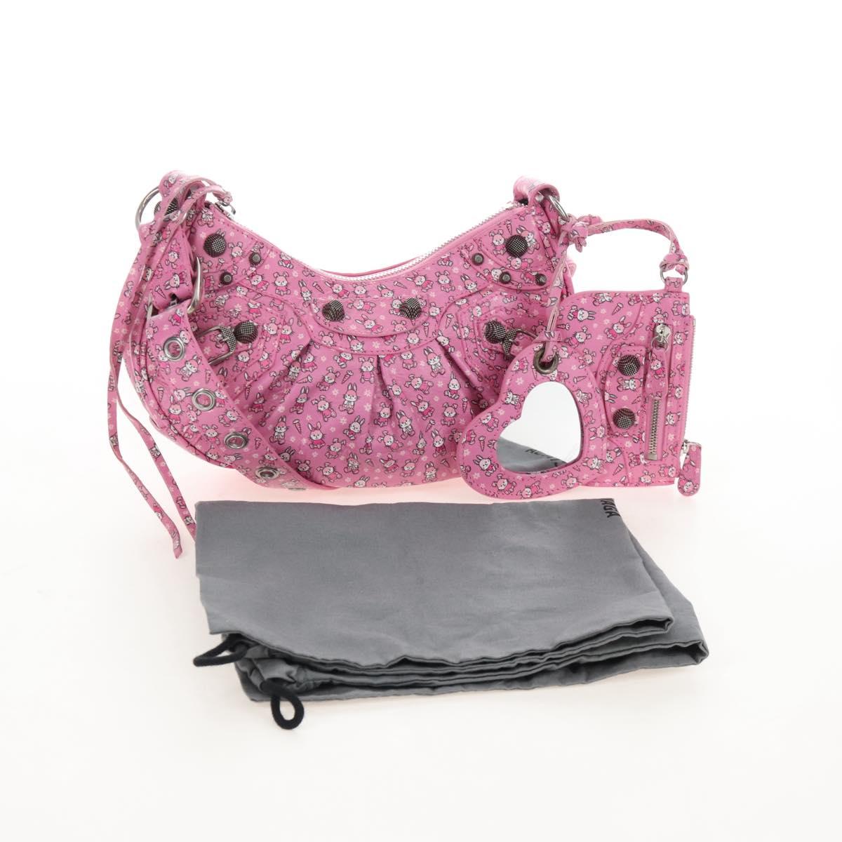 Balenciaga Luca Gol XS Shoulder Bag Leather Pink Silver 671309 Auth 210873M