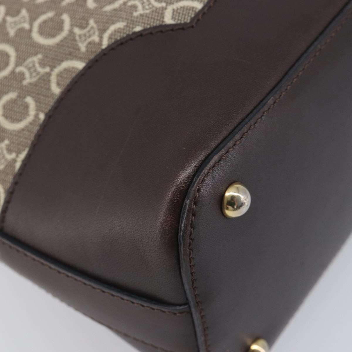 CELINE C Macadam Canvas Shoulder Bag Beige Gold Auth 210876