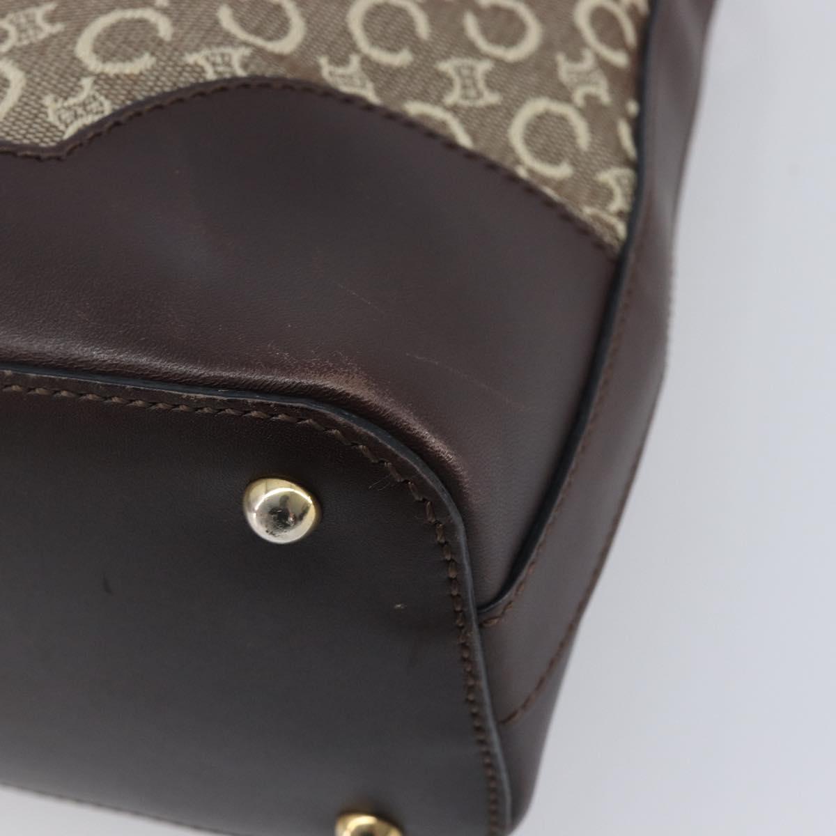CELINE C Macadam Canvas Shoulder Bag Beige Gold Auth 210876