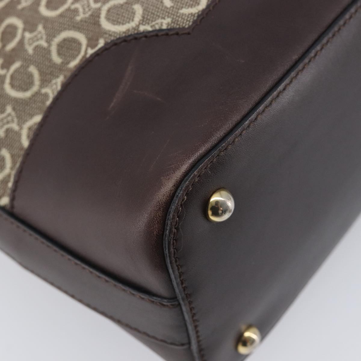 CELINE C Macadam Canvas Shoulder Bag Beige Gold Auth 210876