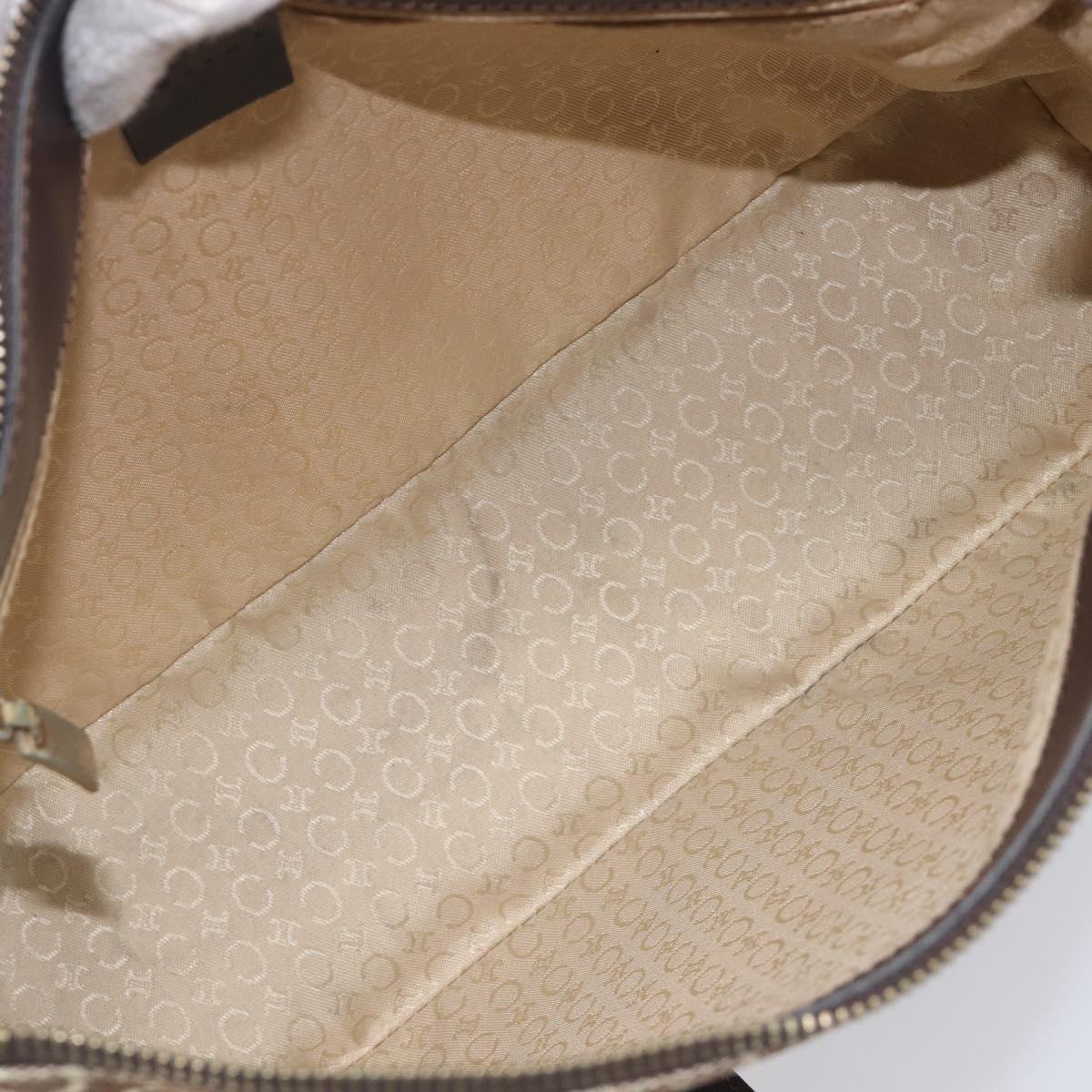 CELINE C Macadam Canvas Shoulder Bag Beige Gold Auth 210876