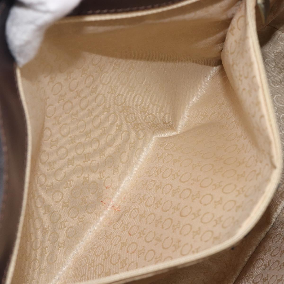 CELINE C Macadam Canvas Shoulder Bag Beige Gold Auth 210876