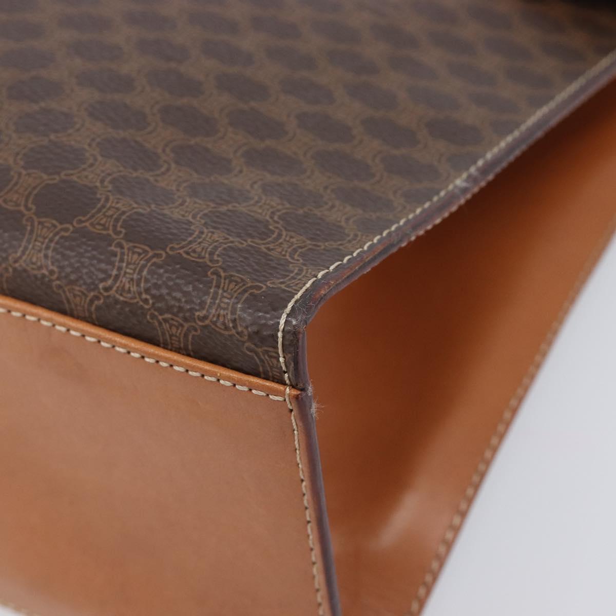 CELINE Macadam Canvas Hand Bag PVC Leather Brown Gold Auth 210885V