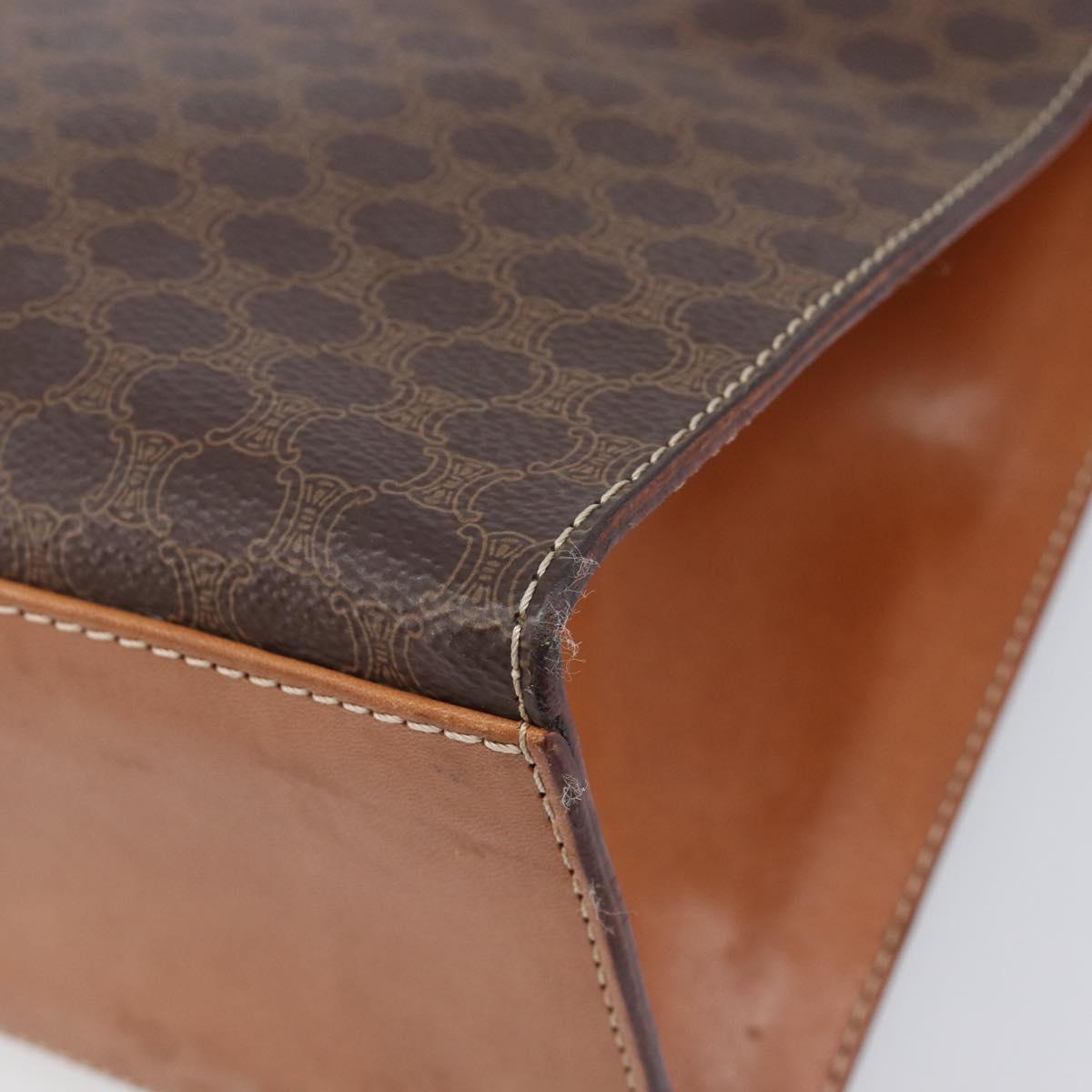 CELINE Macadam Canvas Hand Bag PVC Leather Brown Gold Auth 210885V