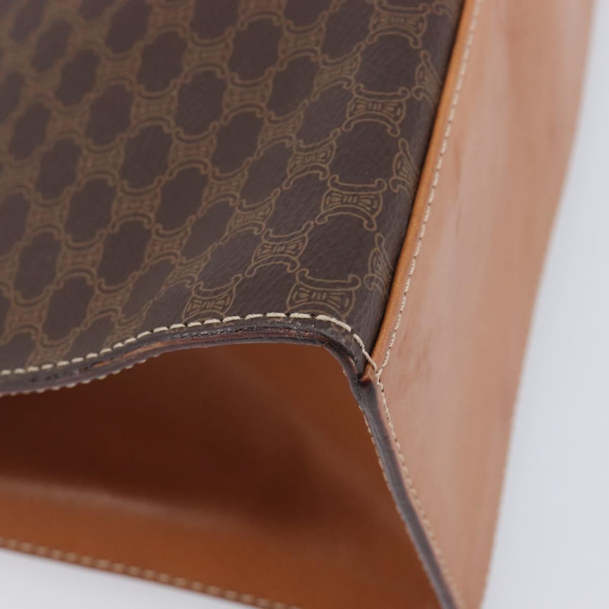 CELINE Macadam Canvas Hand Bag PVC Leather Brown Gold Auth 210885V