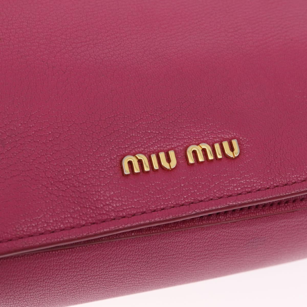 Miu Miu Madras Hand Bag Leather 2way Pink Gold Auth 210886A