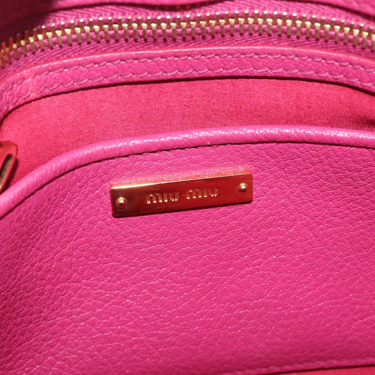 Miu Miu Madras Hand Bag Leather 2way Pink Gold Auth 210886A