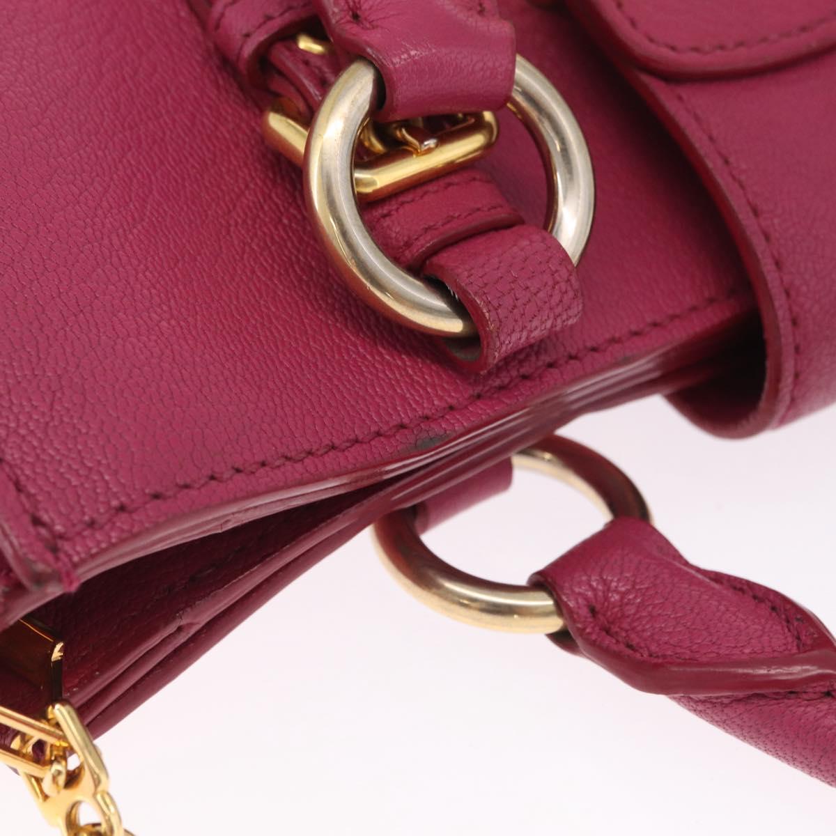 Miu Miu Madras Hand Bag Leather 2way Pink Gold Auth 210886A