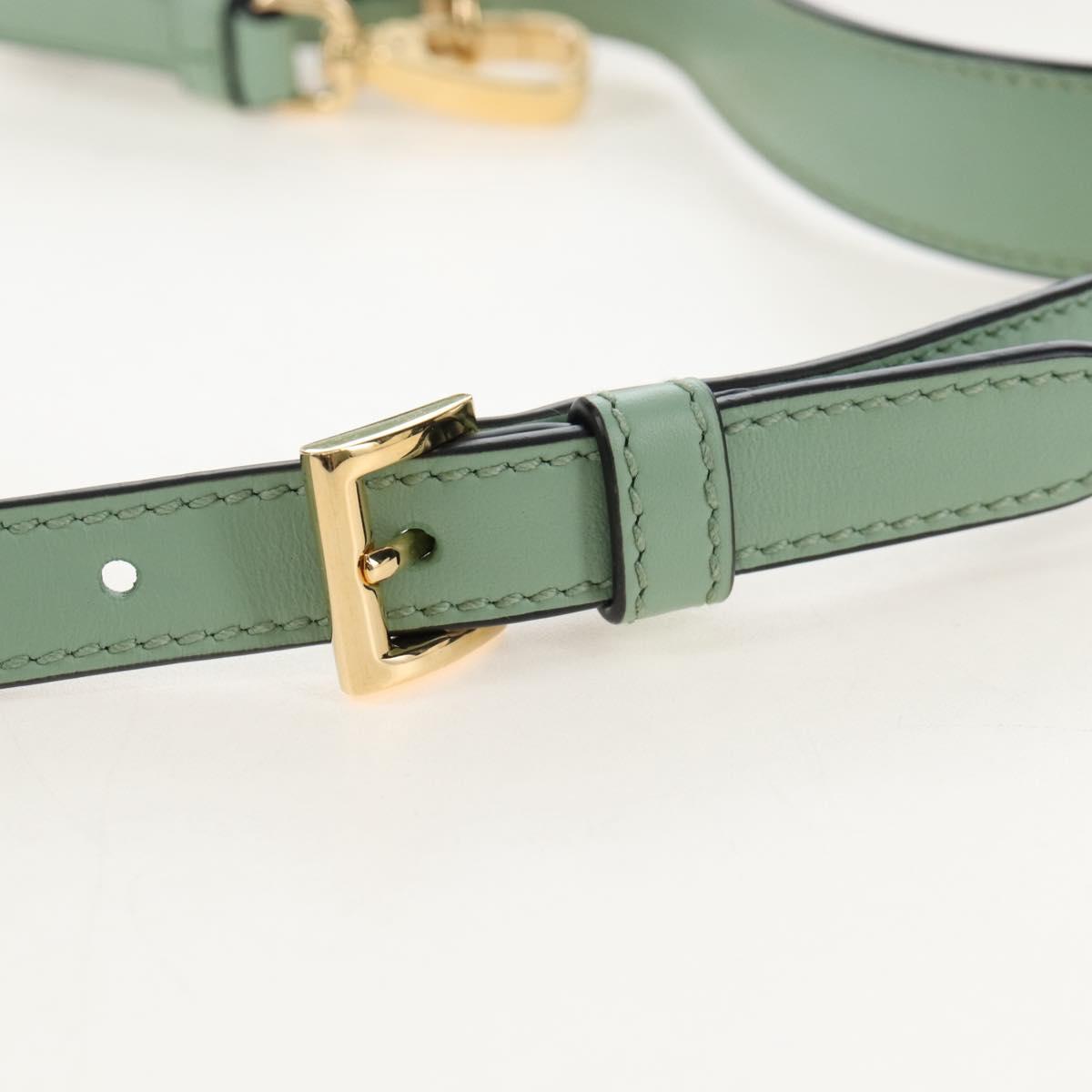PRADA Shoulder Bag Leather 2way Green Gold Tone Auth 210888SAM