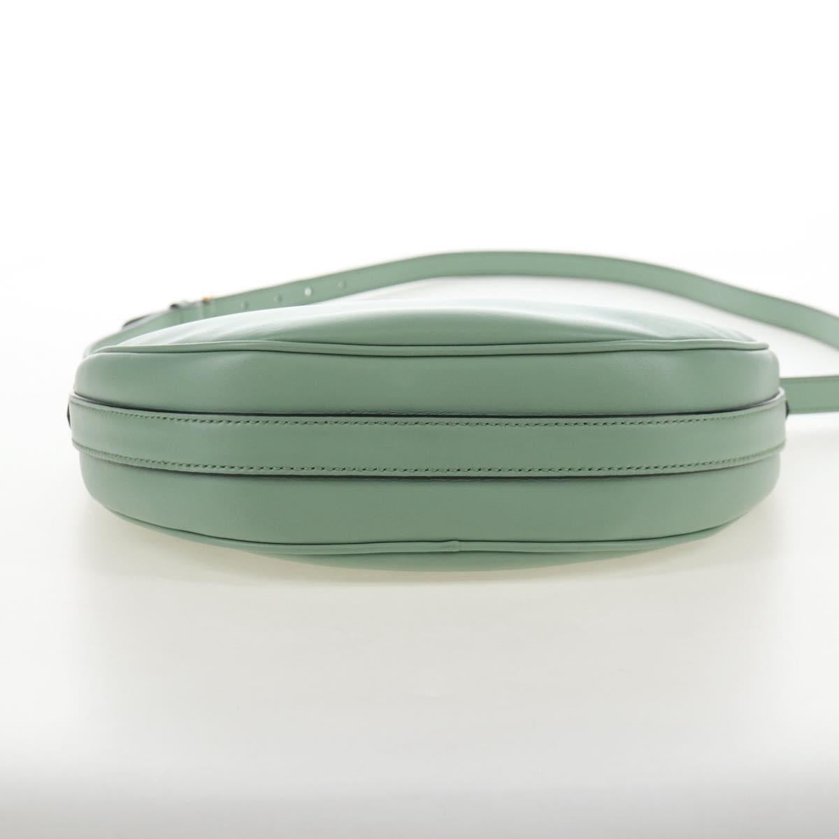 PRADA Shoulder Bag Leather 2way Green Gold Tone Auth 210888SAM