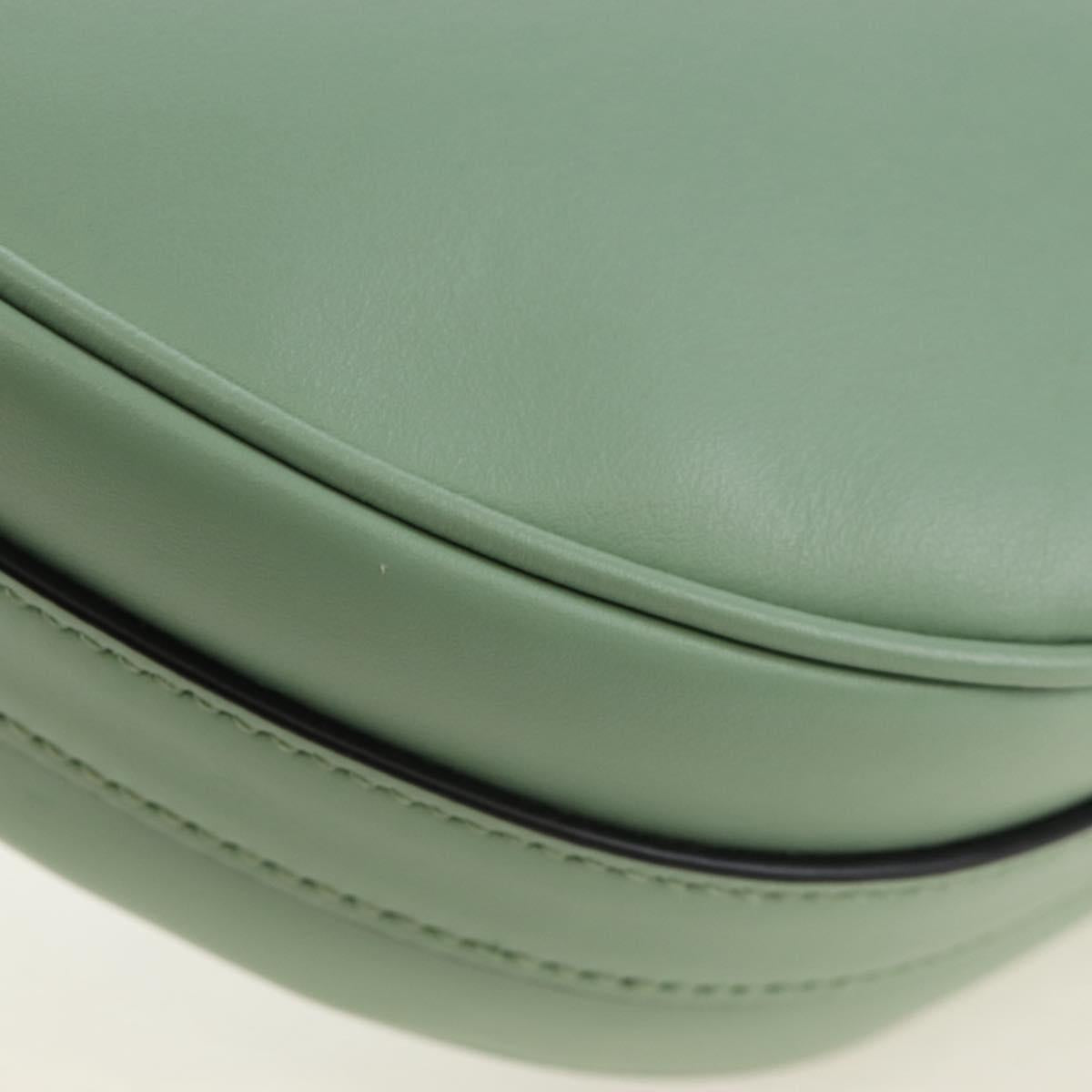 PRADA Shoulder Bag Leather 2way Green Gold Tone Auth 210888SAM