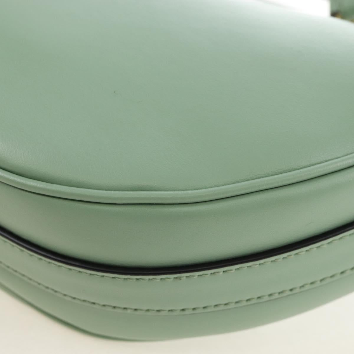 PRADA Shoulder Bag Leather 2way Green Gold Tone Auth 210888SAM