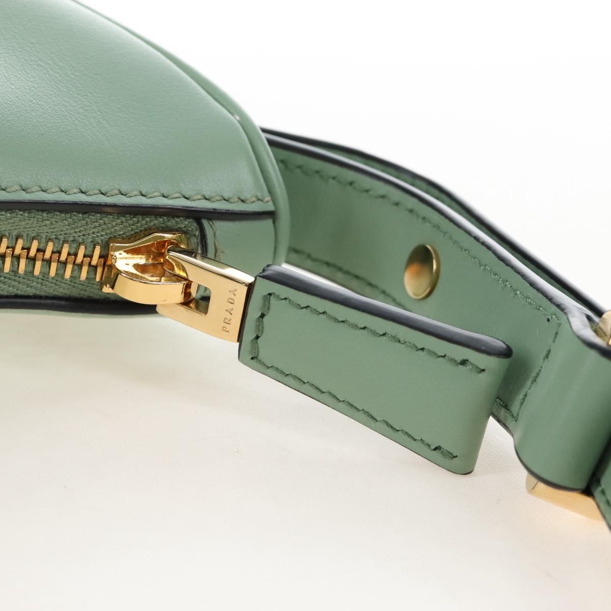 PRADA Shoulder Bag Leather 2way Green Gold Tone Auth 210888SAM