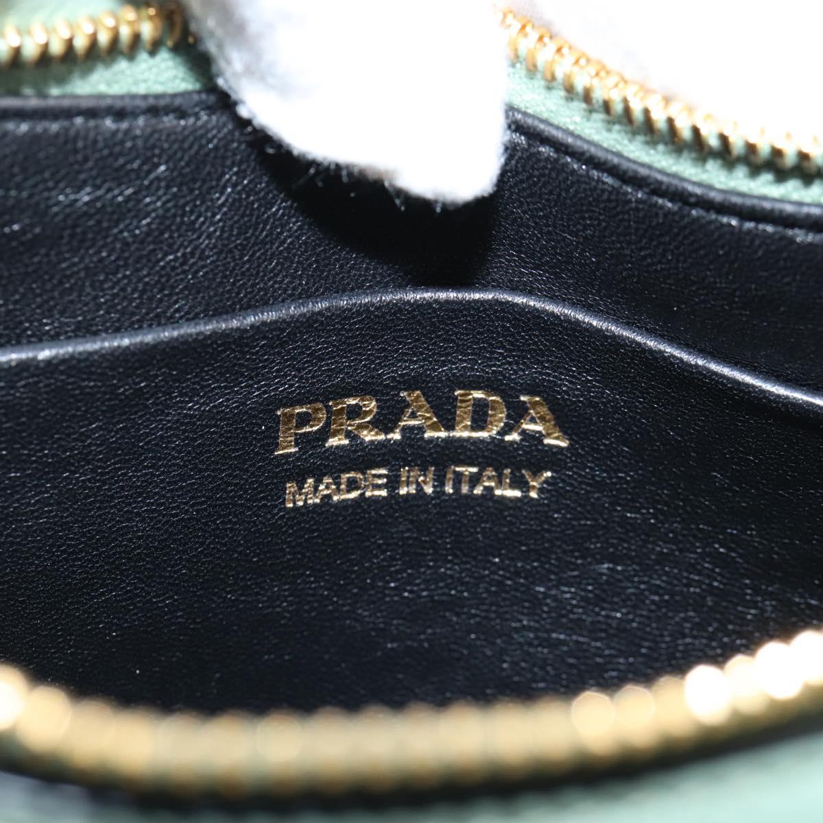PRADA Shoulder Bag Leather 2way Green Gold Tone Auth 210888SAM