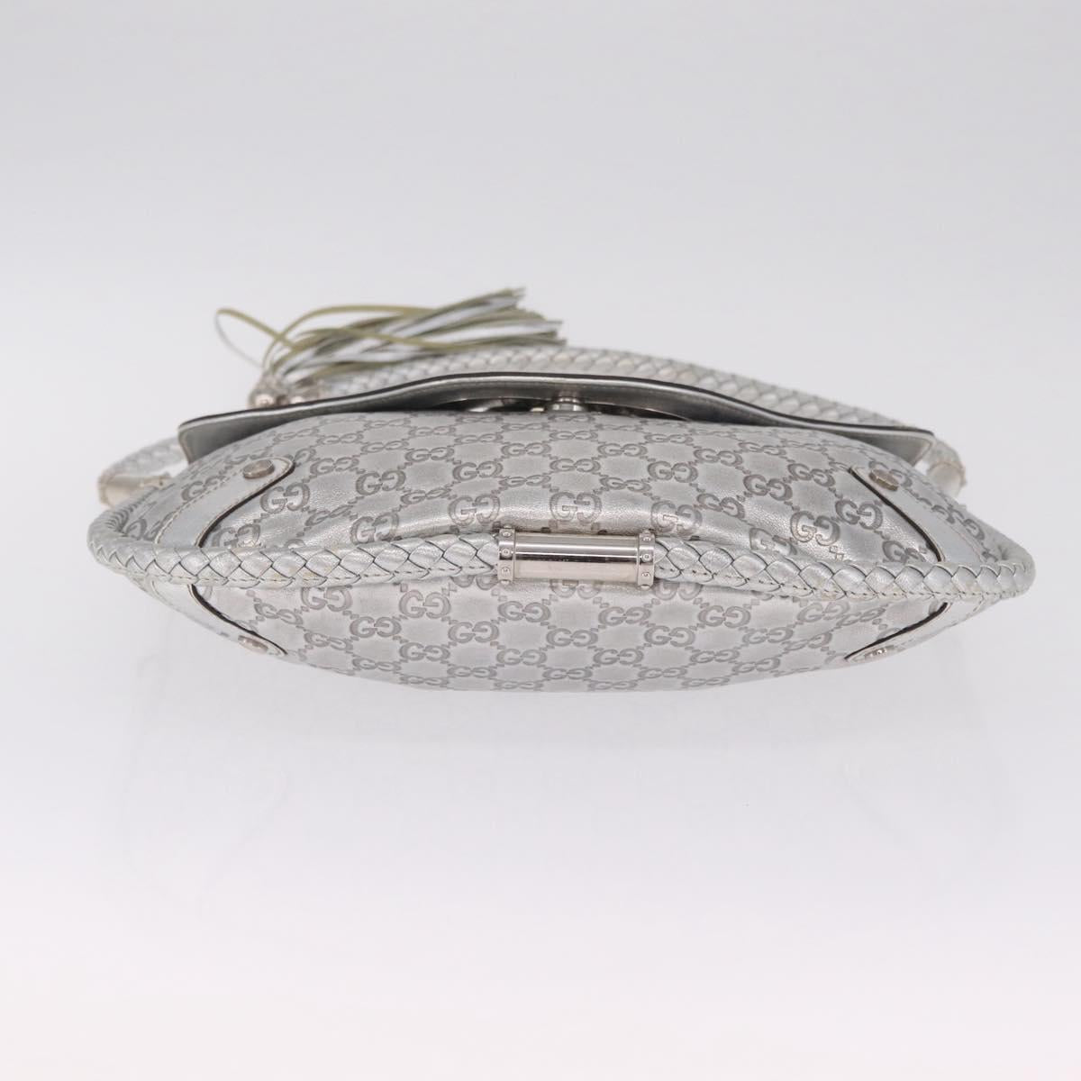 GUCCI GG Canvas Guccissima Britt Shoulder Bag Leather Silver 167732 Auth 210889V