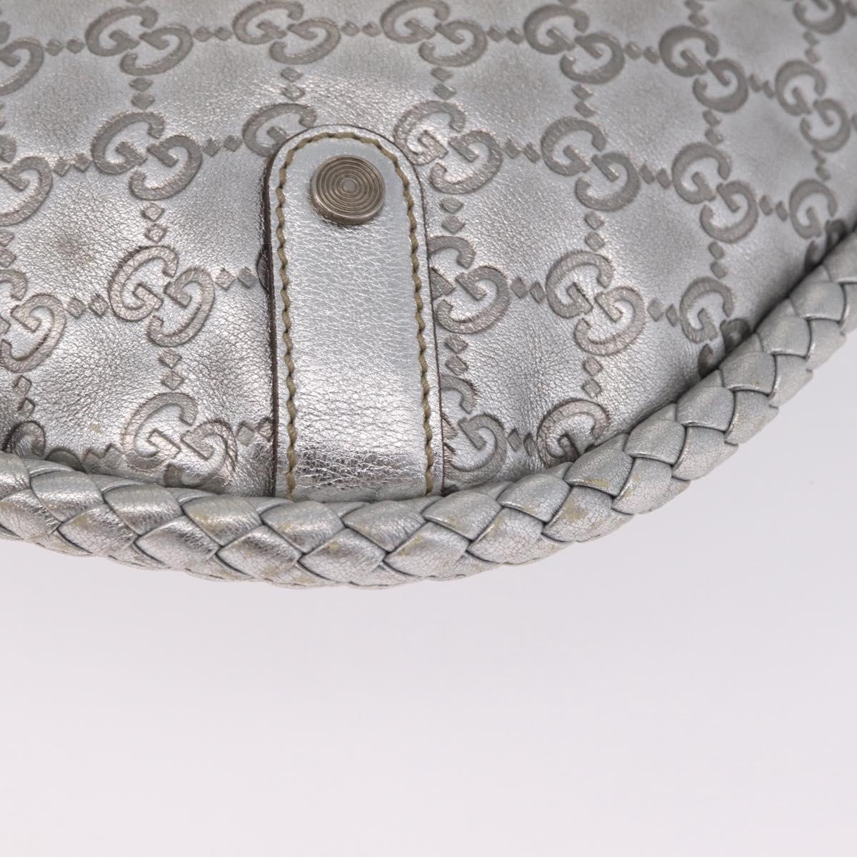 GUCCI GG Canvas Guccissima Britt Shoulder Bag Leather Silver 167732 Auth 210889V