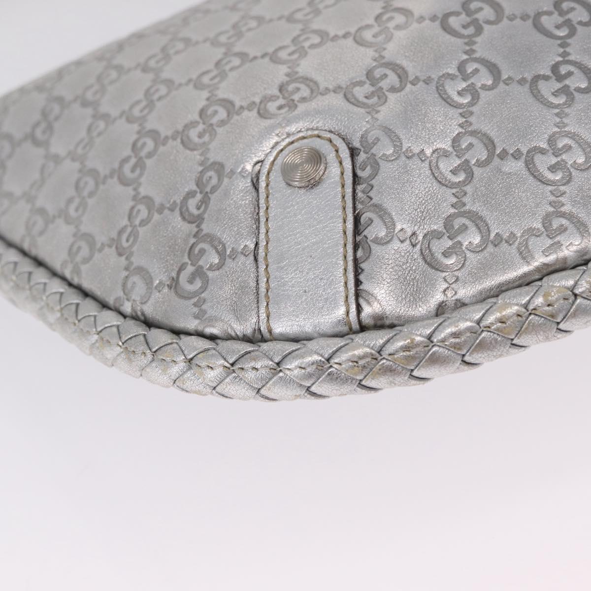 GUCCI GG Canvas Guccissima Britt Shoulder Bag Leather Silver 167732 Auth 210889V