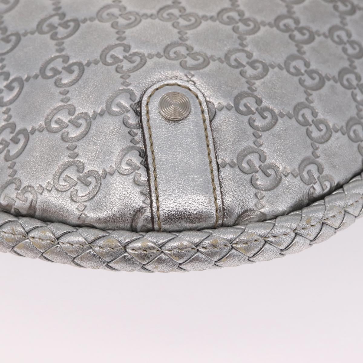 GUCCI GG Canvas Guccissima Britt Shoulder Bag Leather Silver 167732 Auth 210889V